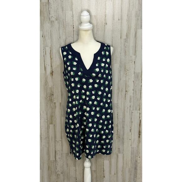 Draper James x Lands' End Blue Floral Shift Dress Petites Size Medium - Picture 2 of 7